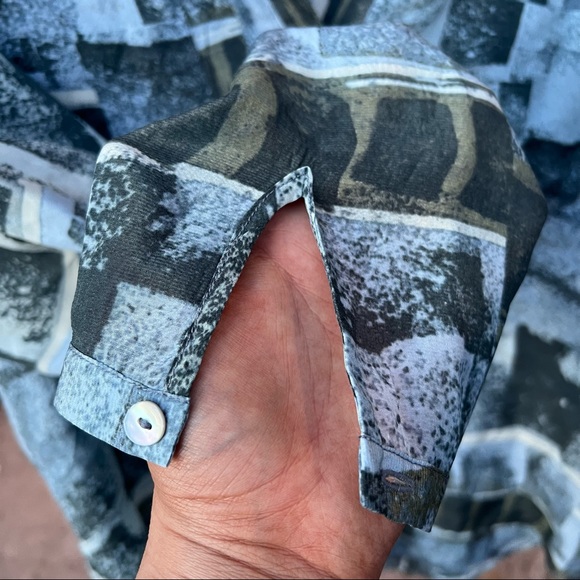 Nic+Zoe Silk Button Up Abstract Blouse - Picture 7 of 12